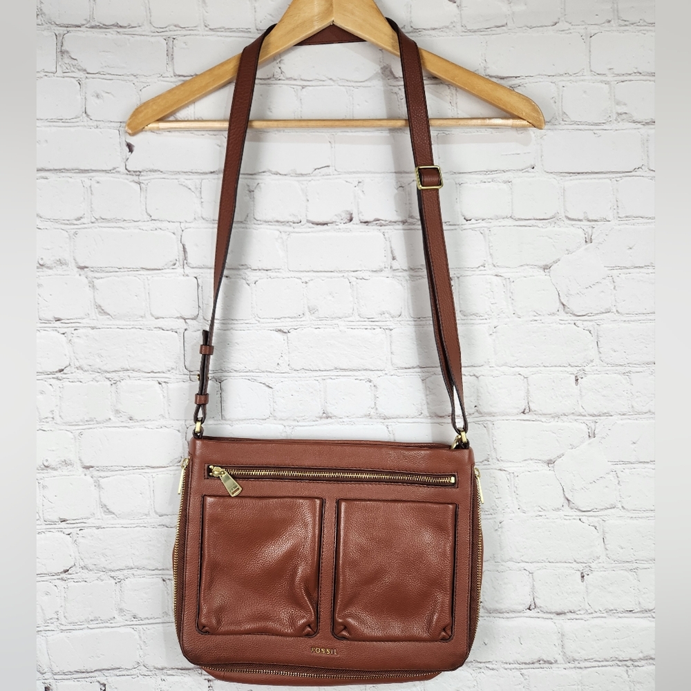 Fossil Brown Leather Crossbody Bag